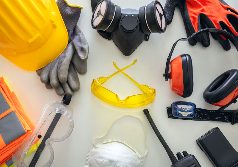 Personal Protective Equipment prepared on floor