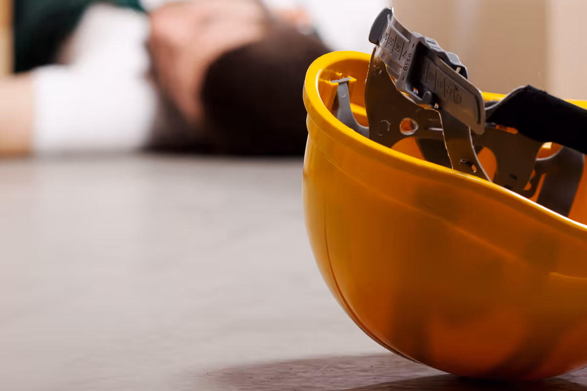 safety helmet lying on table 