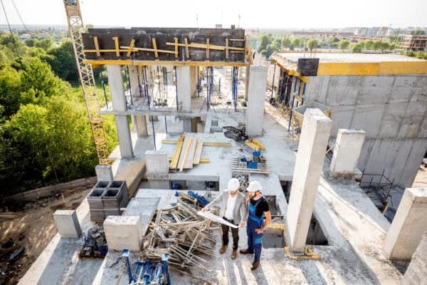 Construction site with workers