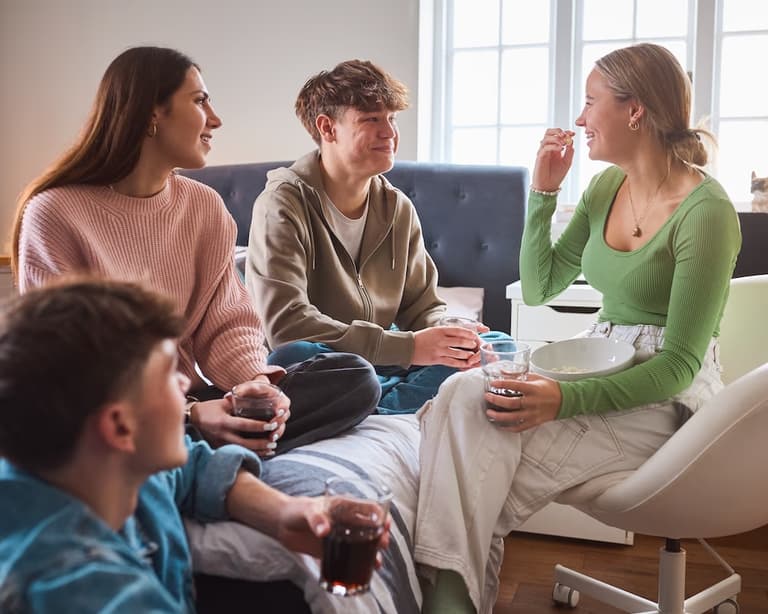 Group of young adults in supported accommodation