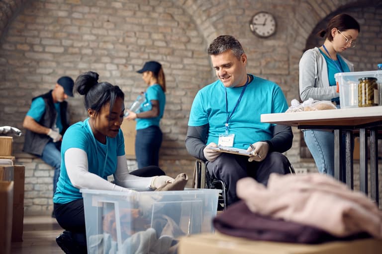Volunteers at homeless charity