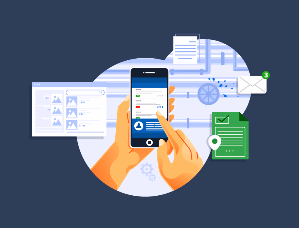 Animation of employee posting a digital inspection