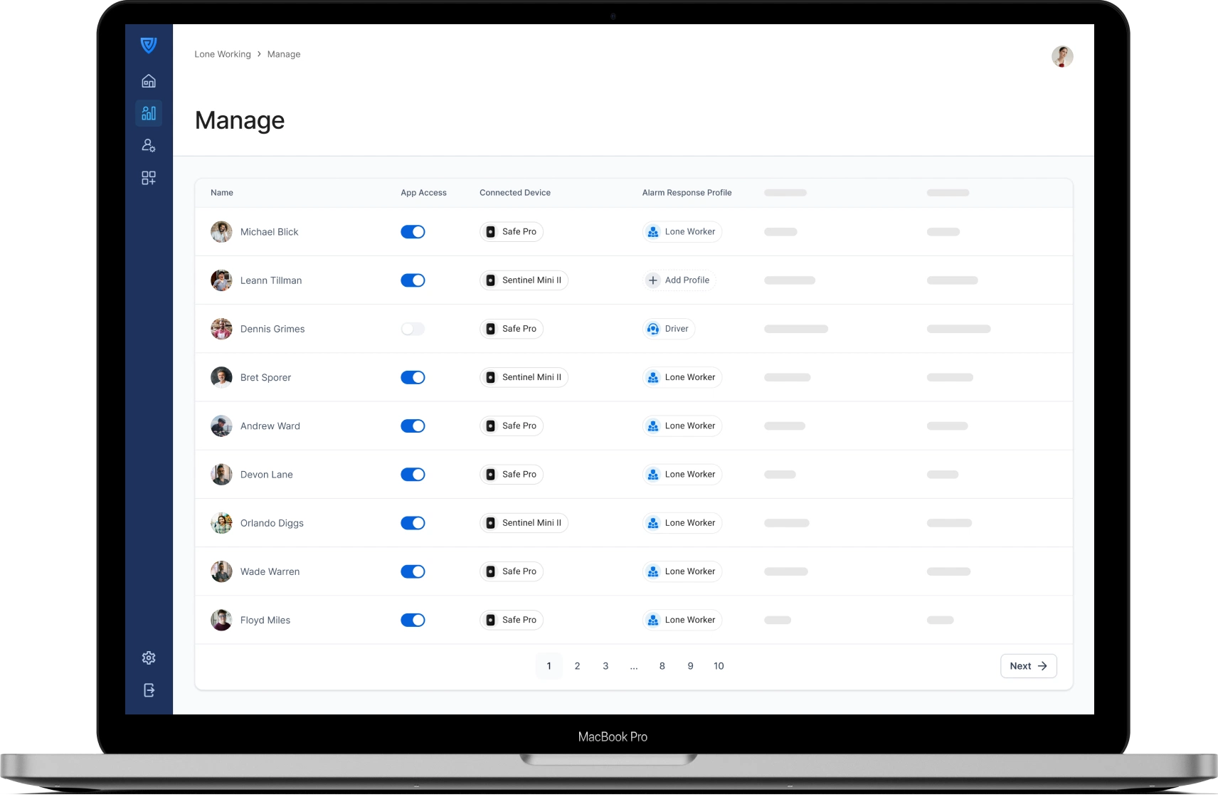 Team view in Vatix solution
